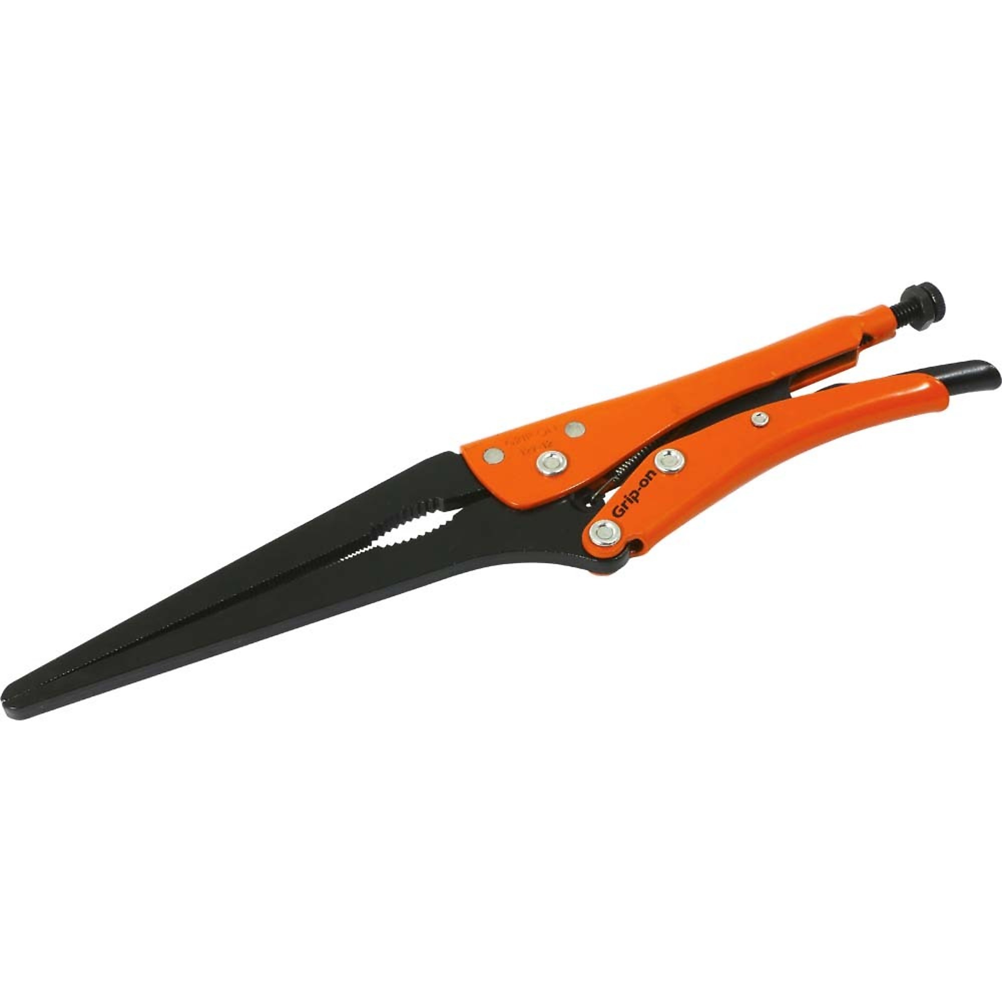 Grip-on, 12in. Locking Pliers, 5-1/16in. Jaw Opening, Long Nose, Pieces (qty.) 1 Material Alloy Steel, Jaw Capacity 5.12 in, Model# 127-12